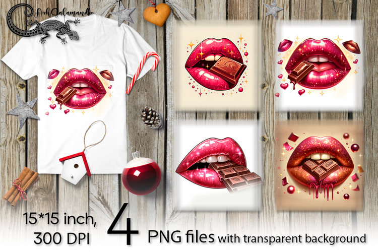 Valentine lips | 4 PNG Sublimation designs P2