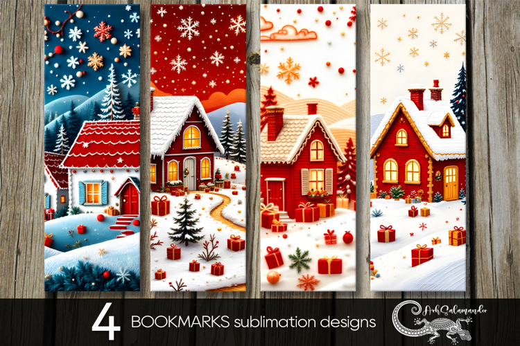 Embroidery landscape | Xmas bookmarks sublimation design PL2