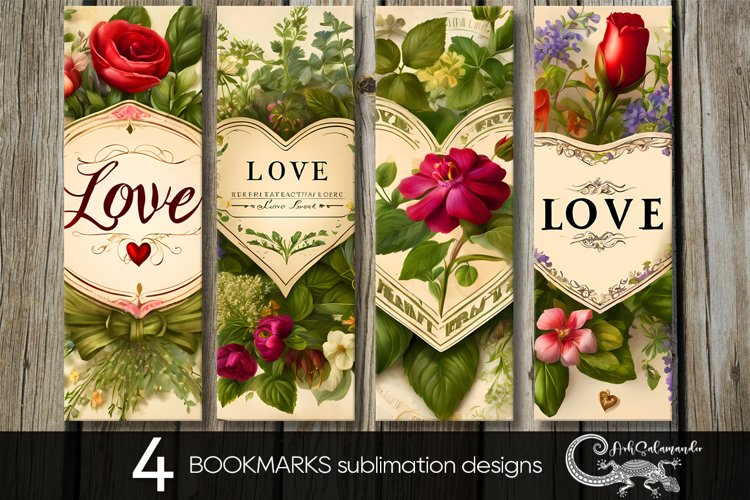 Vintage love | valentine bookmarks sublimation design PL2