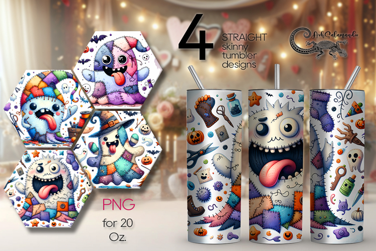 Halloween patchwork | spooky Skinny tumbler sublimation P2