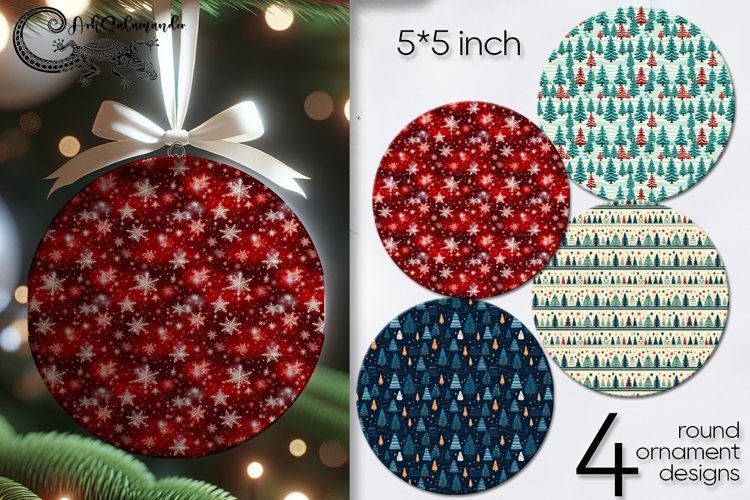 Christmas pattern | Xmas round ornaments sublimation PL2