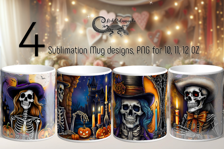 Halloween character | 4 spooky Sublimation Mug designs PLUS2