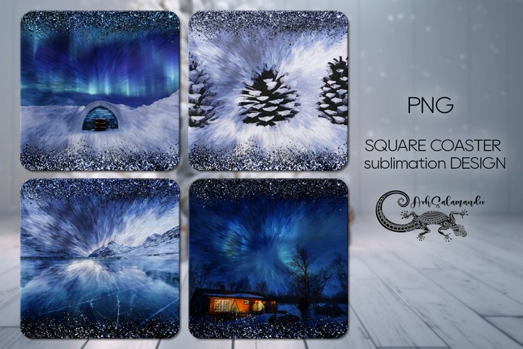 Christmas landscape | square coaster sublimation designs P2