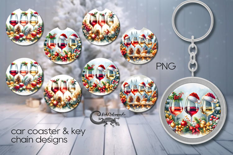 Christmas moods | 4 xmasCar coaster   4 key chain designs P2