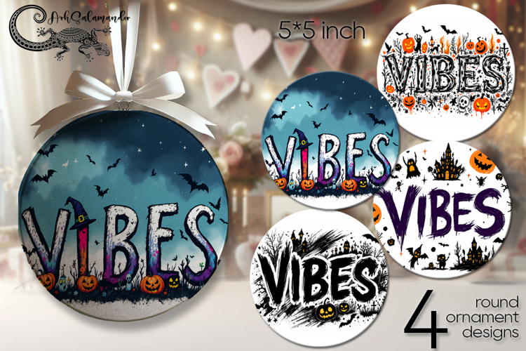 Funny halloween | round ornaments sublimation designs P2