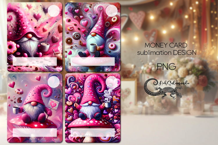 Coffee gnome | 4 Money Card Sublimation designs PLUS2