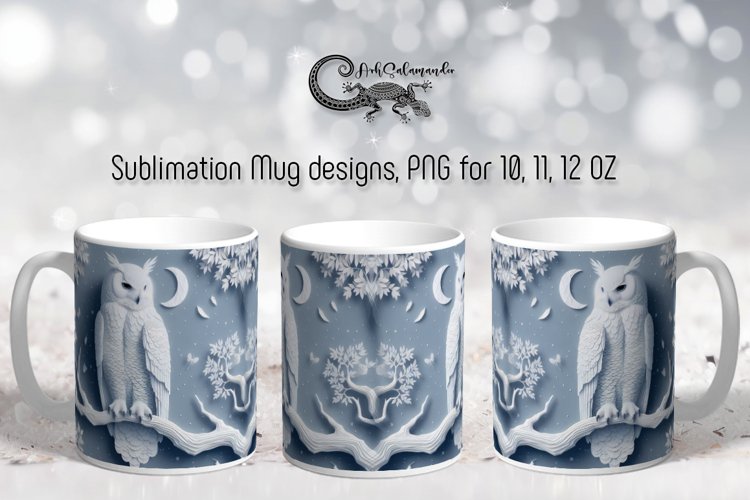 3d style owl | Fantasy Sublimation Mug design PLUS2