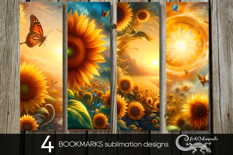 Romantic sunflowers | bookmarks sublimation design PLUS2