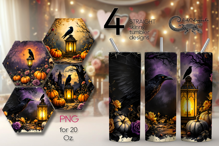 Spooky Halloween | 4 Skinny tumbler sublimation designs P2