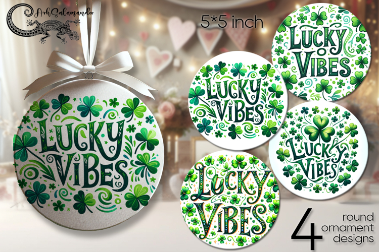 St. Patricks day vibes | 4 round ornaments sublimation P2