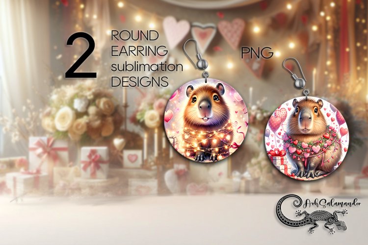 Valentine capybara | 3 Round Earring Sublimation design
