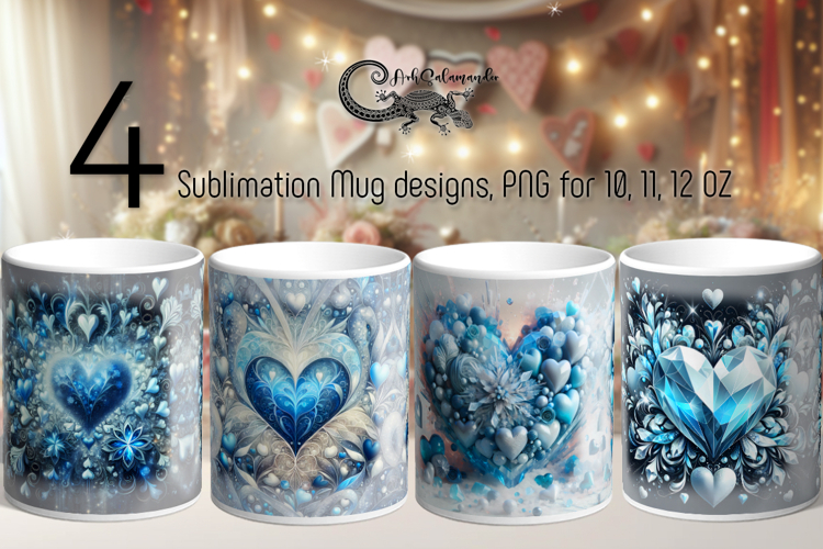 Love Hearts | 4 Valentine Sublimation Mug designs PL2