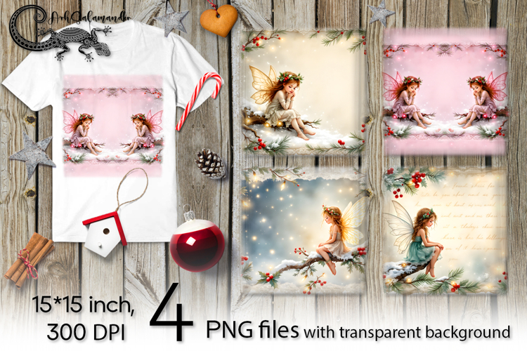 Vintage Christmas 2 | 4 PNG retro Sublimation designs P2