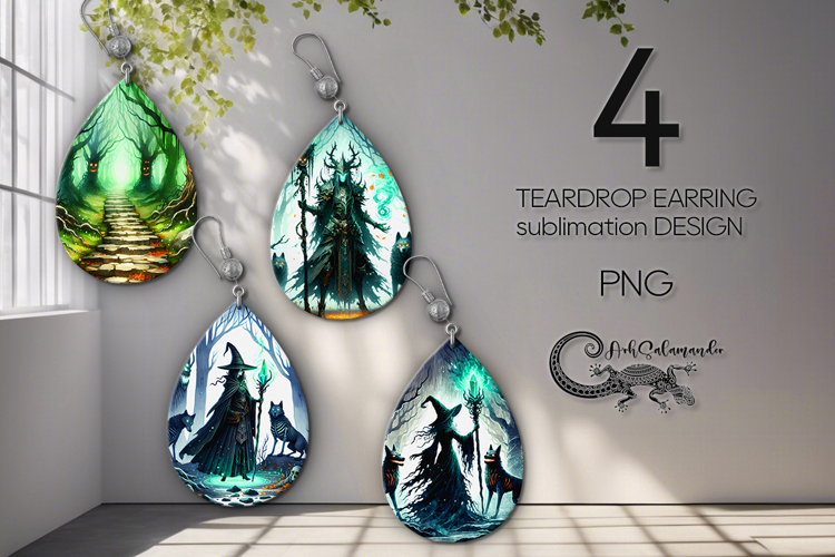Halloween landscape | Teardrop Earring Sublimation design P2