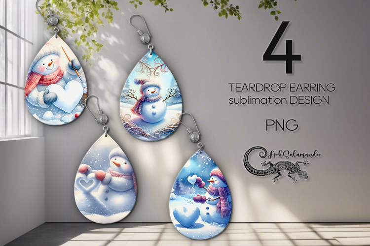 Xmas Snowman | 4 christmas Teardrop earring sublimation PL2