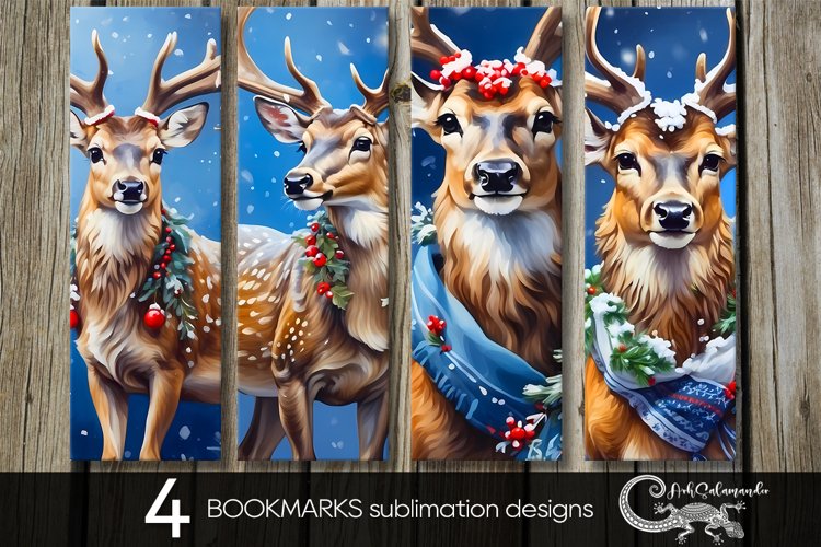 Christmas deer | Xmas bookmarks sublimation design PLUS2