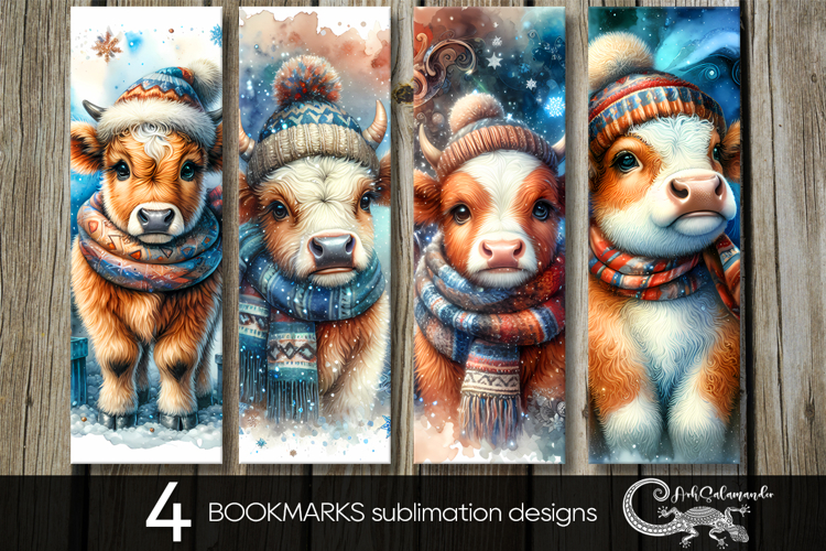 Christmas cow | Xmas bookmarks sublimation design PL