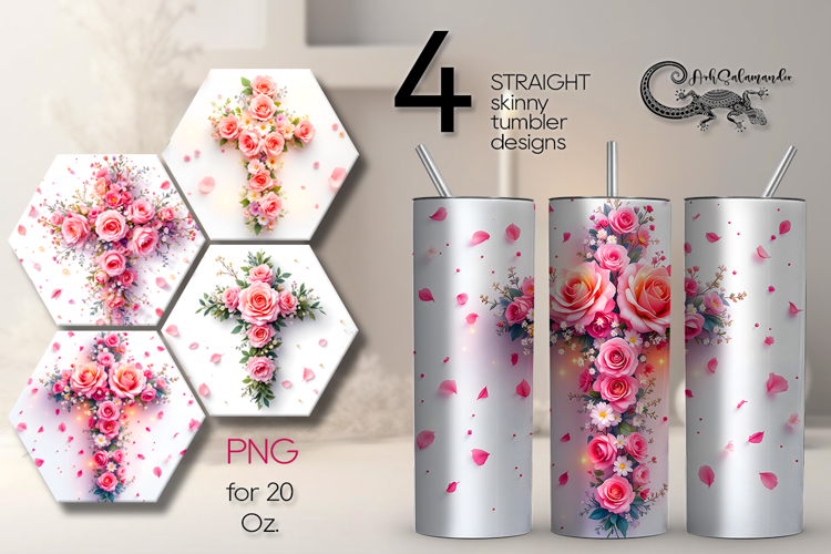 Christian cross & flowers 2 | 4 Faith Skinny tumbler designs