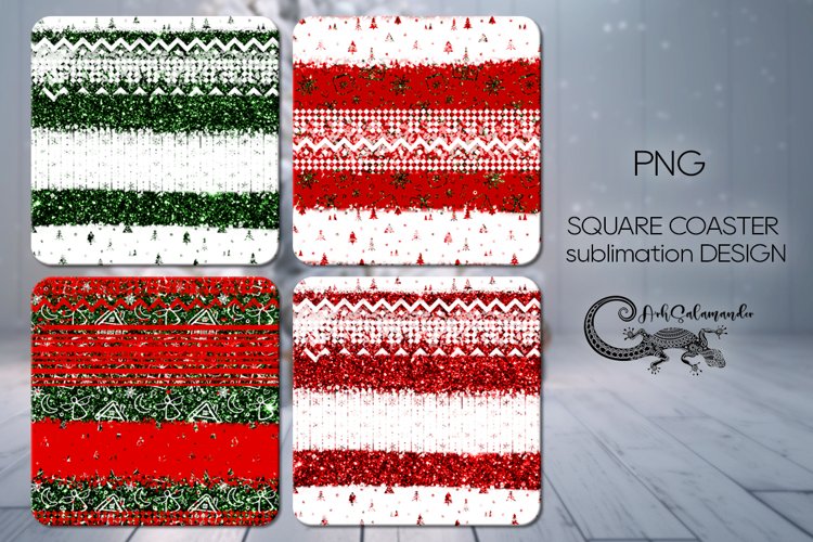 Christmas milky way | red square coaster sublimation design2