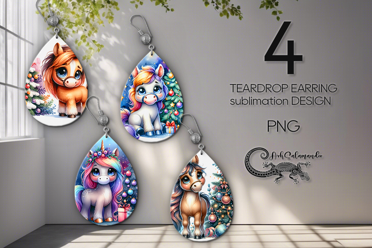 Christmas horse | funny Teardrop earring Sublimation PL2