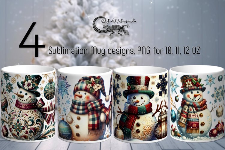 Vintage Christmas | 4 Xmas Sublimation Mug designs2