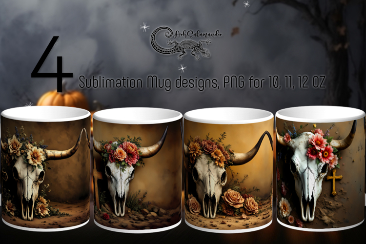 Halloween cow | 4 Sublimation Mug designs PLUS2