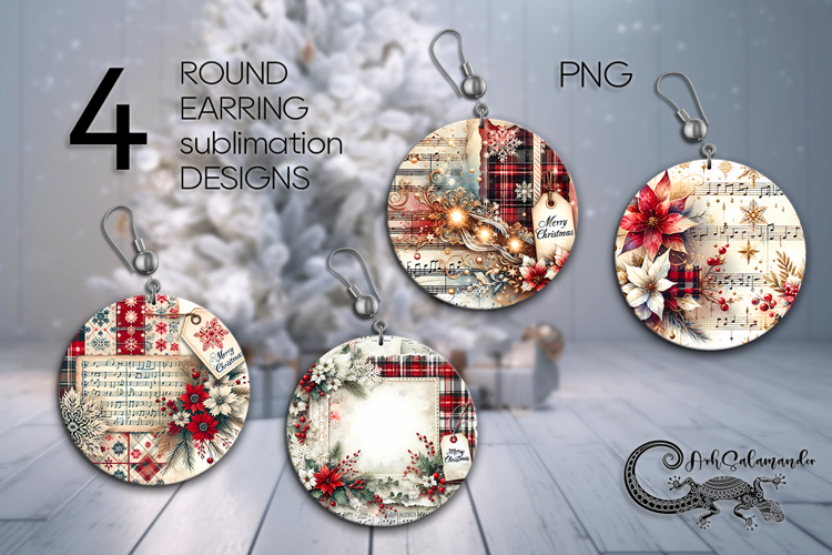 Retro Christmas | Round earring Sublimation PL2