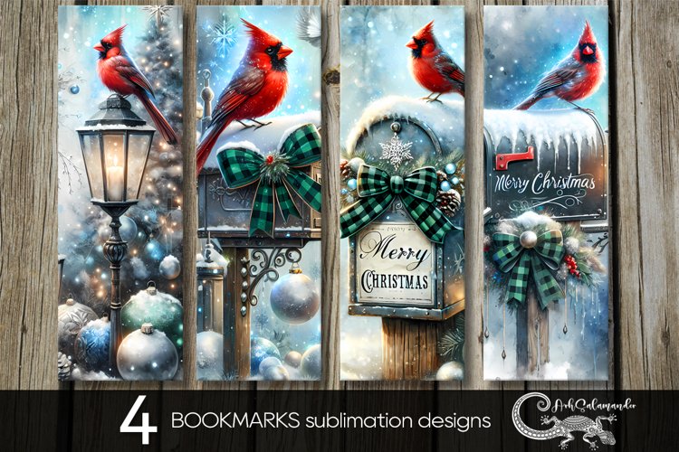 Christmas cardinal | Xmas bookmarks sublimation design PL2