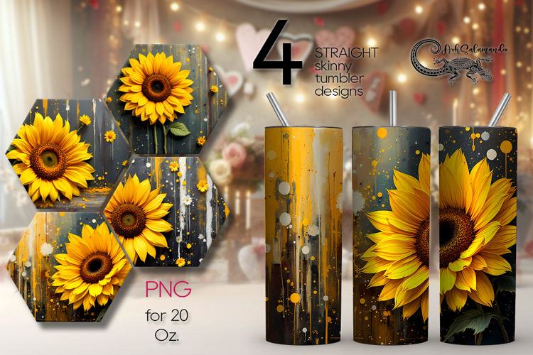 3D Flowers | 4 Skinny tumbler sublimation designs P2