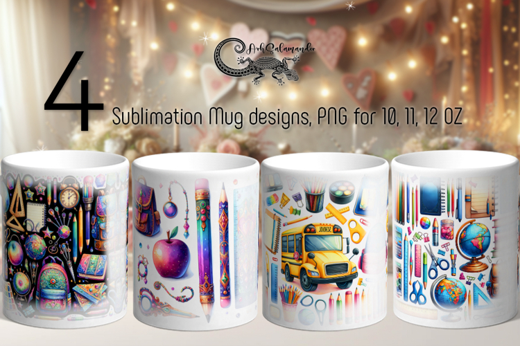 Back to school | 4 Mug Sublimation designs, PL2