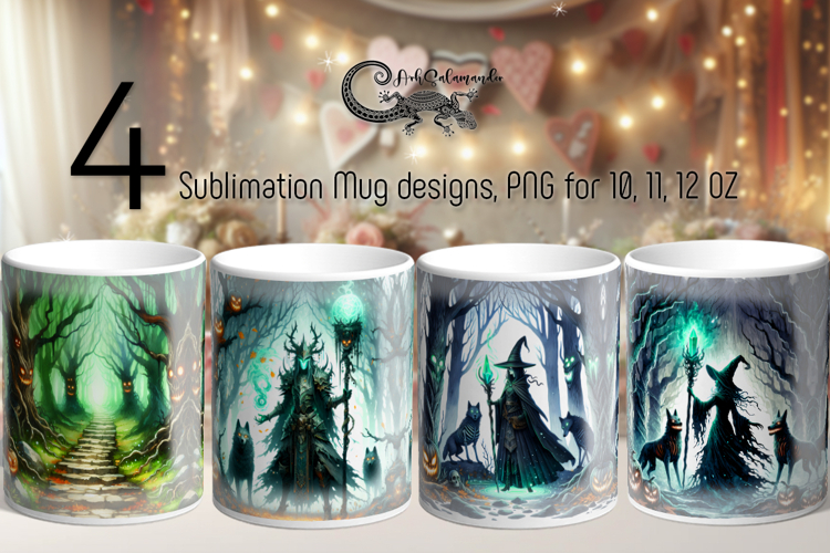 Halloween landscape | 4 spooky Sublimation Mug designs PLUS2