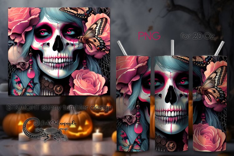 Funny skulls | Halloween Skinny tumbler sublimation PLUS2