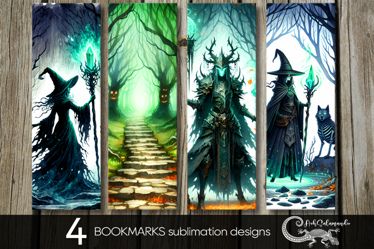Halloween landscape | 4 bookmarks sublimation designs P2