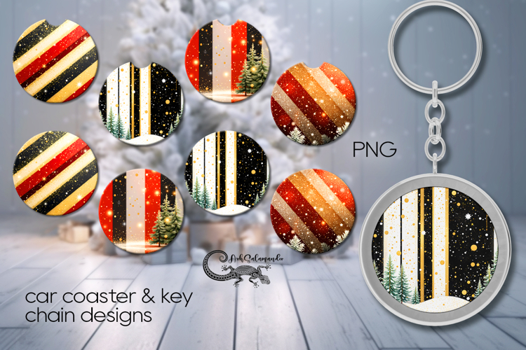 Christmas Milky Way | 4 Car coaster & 4 key chain designs P2