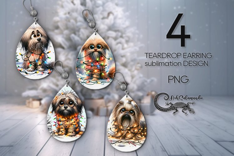Christmas dog | funny Teardrop earring Sublimation PLUS