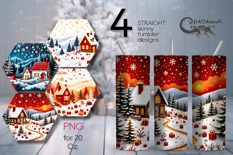 Embroidery Landscape | skinny tumbler Sublimation design P2