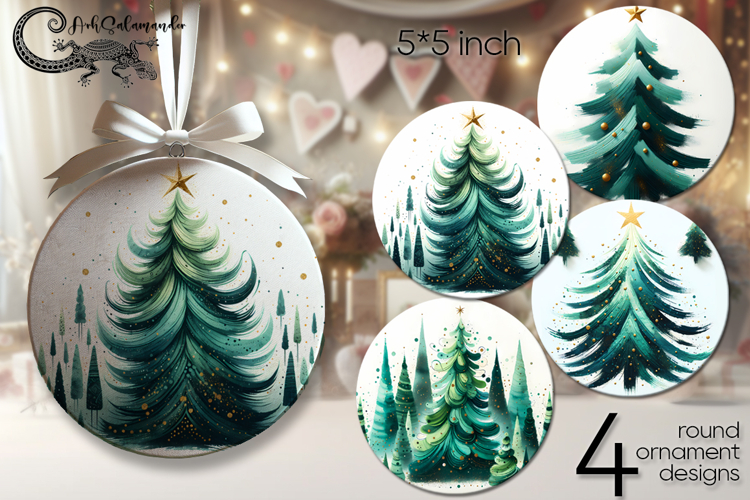 Modern Christmas tree | round ornaments sublimation PL