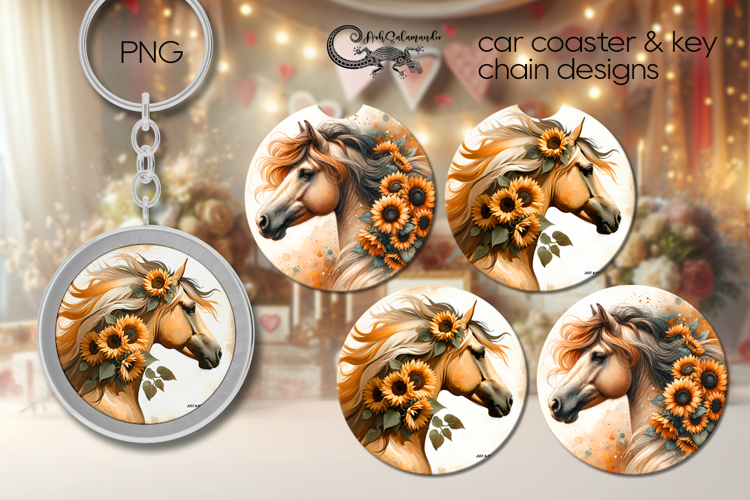 Horse | style Car coaster & key chain sublimation PL2