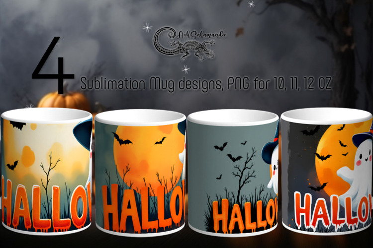 Cute ghost 2 | 4 Funny Halloween Sublimation Mug designs PL2