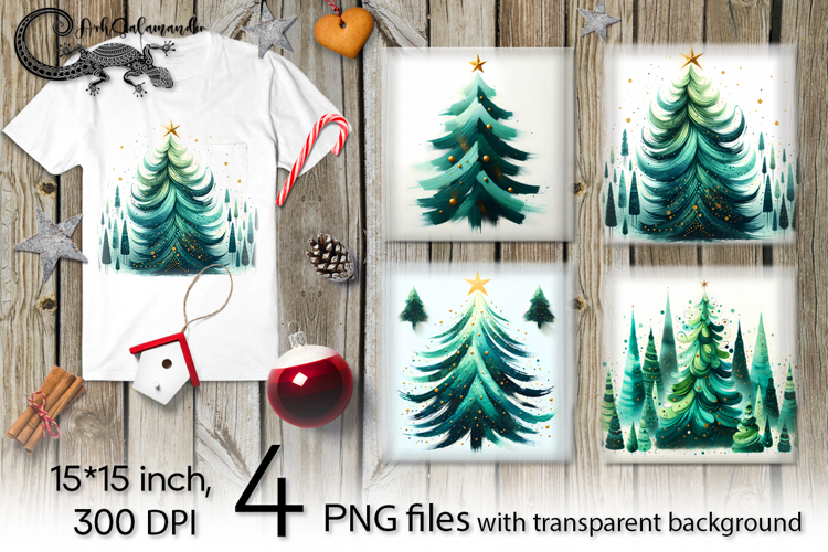 Christmas tree | 4 modern PNG Sublimation designs 2
