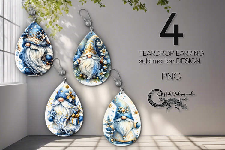 Xmas gnome | Christmas Teardrop earring sublimation design 2