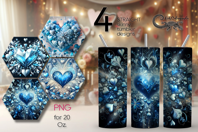 Love Hearts | 4 Skinny tumbler sublimation designs P2