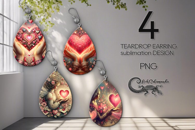 Valentine Shabby chic | love sublimation teardrop earring P2