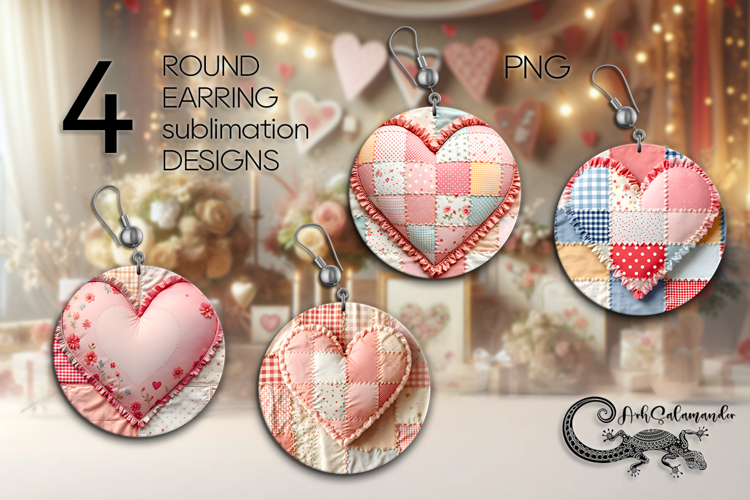 Candy patchwork | Round earring Sublimation designs PLUS2
