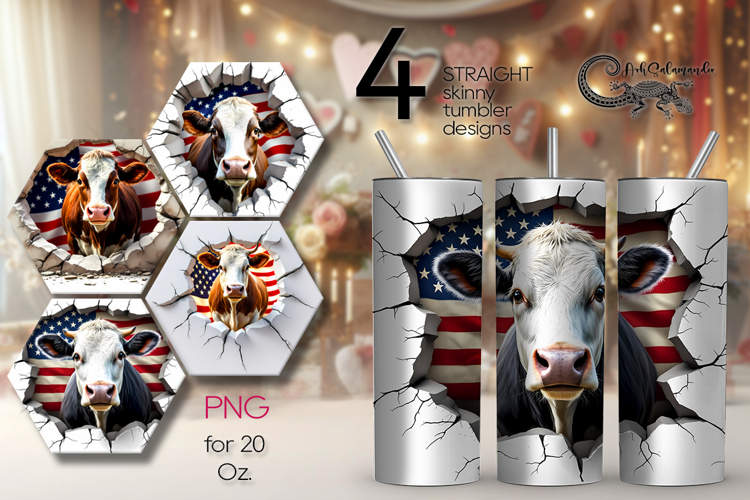 Cow & wall | 8 skinny tumbler Sublimation designs PL