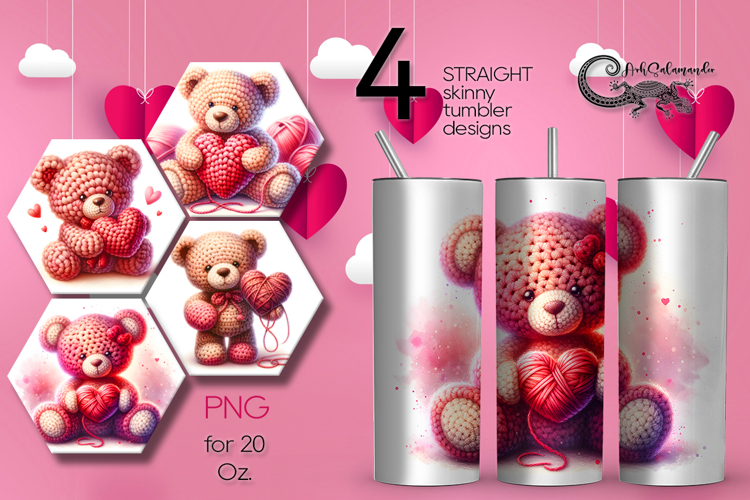 Valentine teddy bears | 4 love Skinny tumbler designs P2