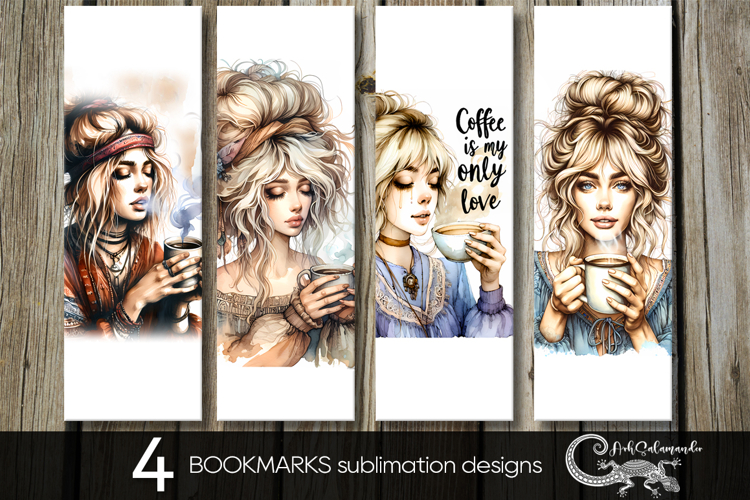 Coffee girl | 4 bookmarks sublimation designs P2