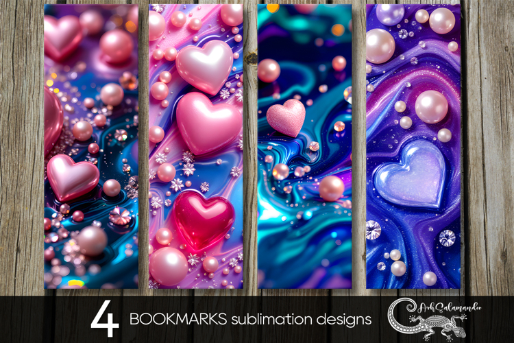 Love Pearls | 4 valentine bookmarks sublimation designs