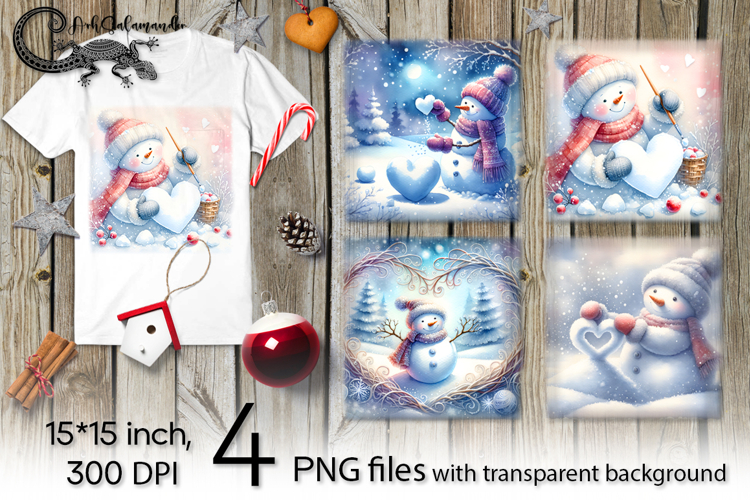 Christmas Snowman | 4 Xmas PNG Sublimation designs P2