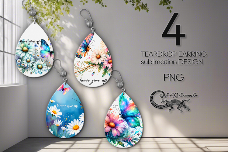 Watercolor Butterfly | 4 Sublimation Teardrop earrings PL2